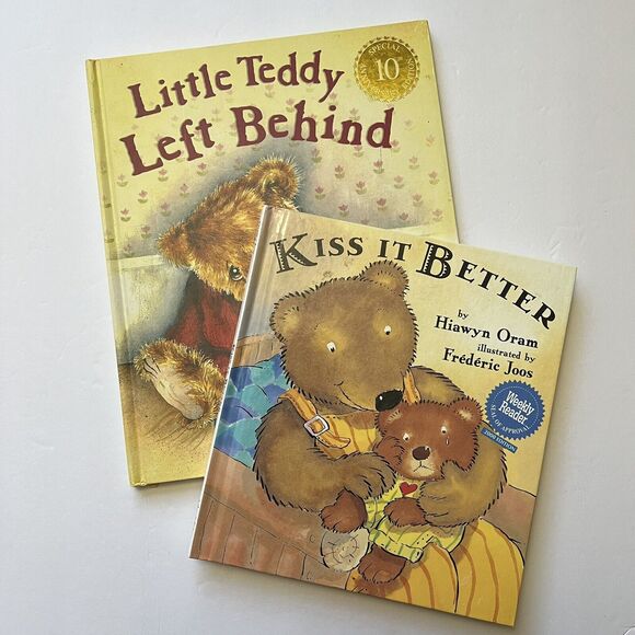 Set Of 2 Childrens Story Books Kiss It Better and Little Teddy Left Behind - Picture 1 of 10